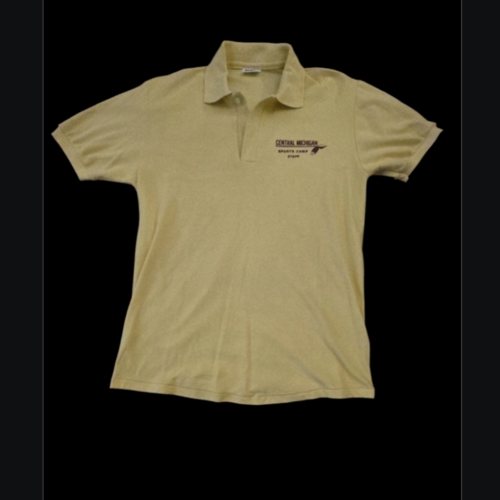 Vintage Central Michigan Sports Camp Yellow Polo Shirt,  Size medium